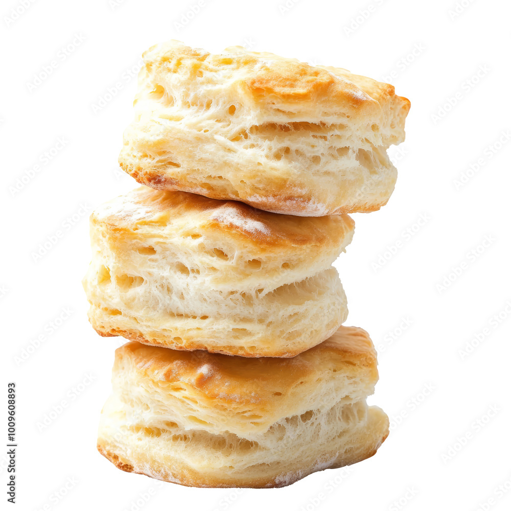 Deliciously flaky biscuits stacked on top of each other, perfect for breakfast or brunch. Golden crust and soft texture, isolated on transparent background. Deliciously flaky biscuits stacked on top of each other, perfect for breakfast or brunch. Golden crust and soft texture, isolated on transparent background.