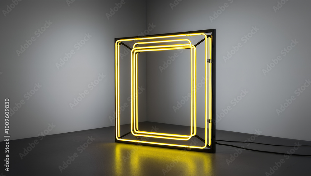 yellow neon square frame yellow neon square frame