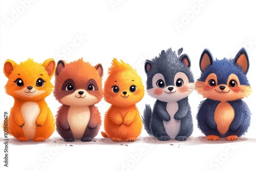 charming collection of colorful cartoon baby animals each uniquely designed to convey personality and playfulness the vibrant palette adds joy perfect for childrens illustrations