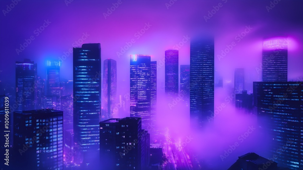 Buildings with fog with glow generated by AI Buildings with fog with glow generated by AI