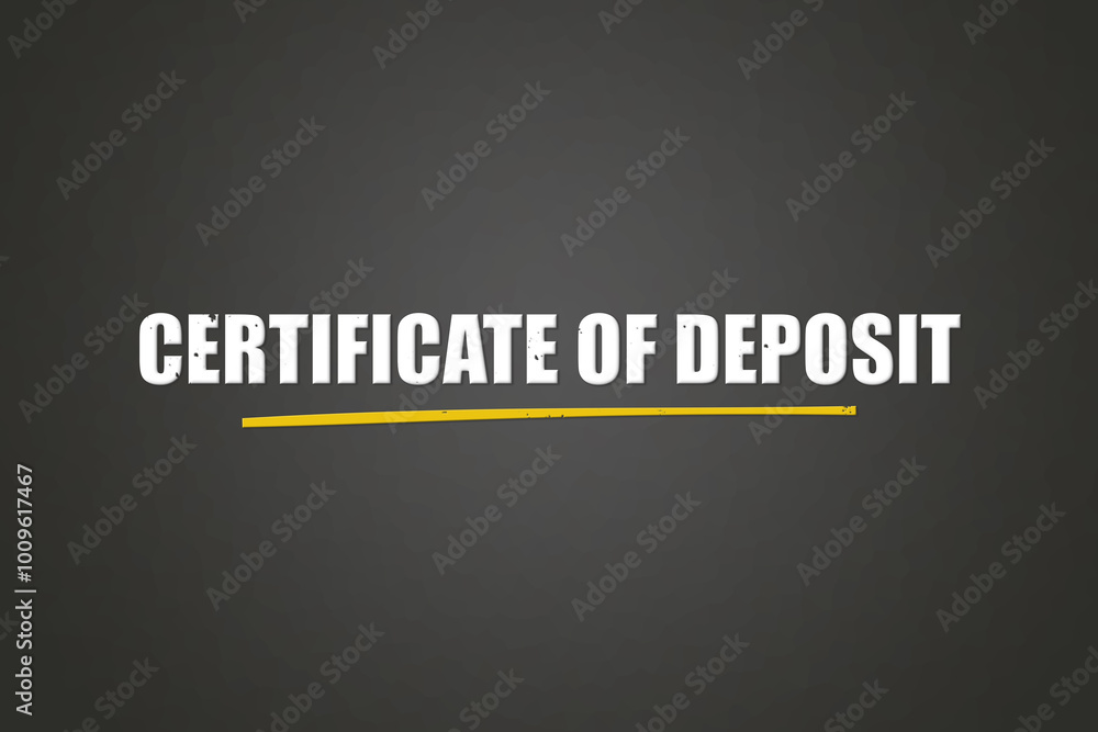 Certificate of Deposit. A blackboard with white text. Illustration with grunge text style. Certificate of Deposit. A blackboard with white text. Illustration with grunge text style.
