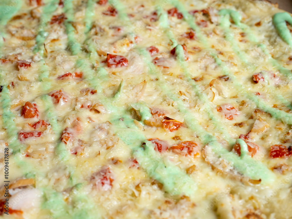 close-up of caesar pizza. Food background close-up of caesar pizza. Food background