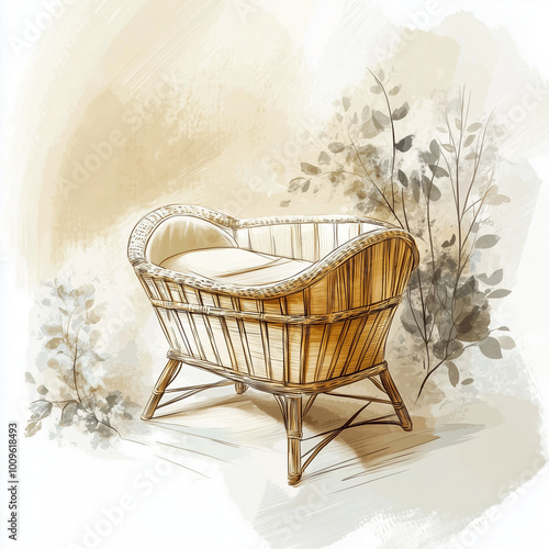 baby carriage on a white