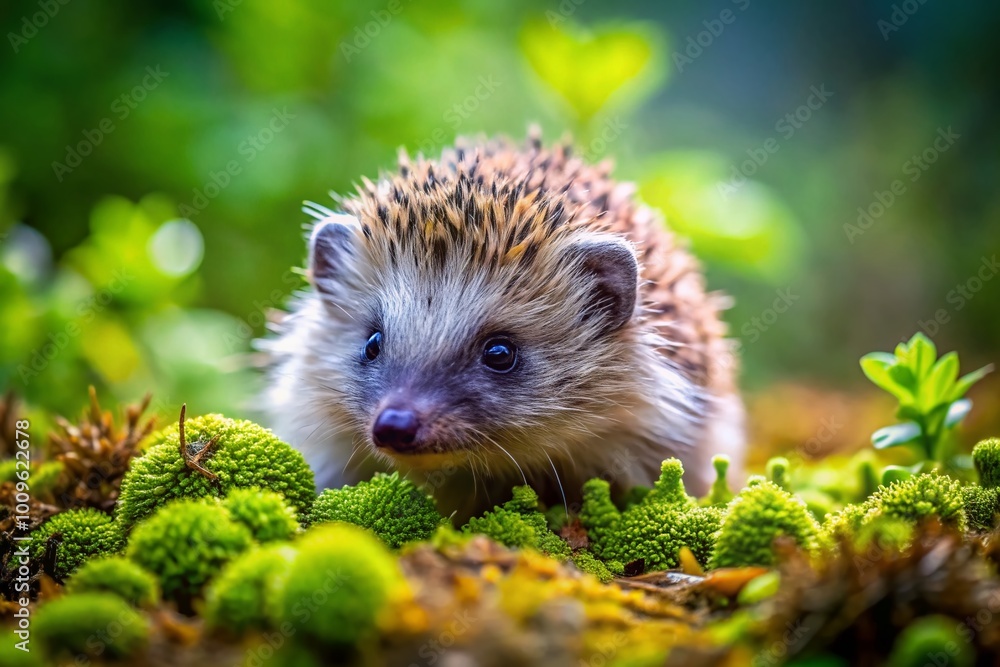 Adorable Baby Hedgehog Curiously Exploring Its Surroundings in a Natural Outdoor Habitat Adorable Baby Hedgehog Curiously Exploring Its Surroundings in a Natural Outdoor Habitat