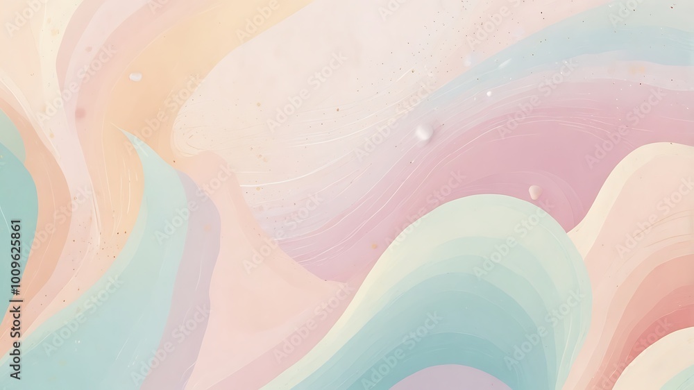 Abstract Pastel Waves with Golden Glitter Abstract Pastel Waves with Golden Glitter