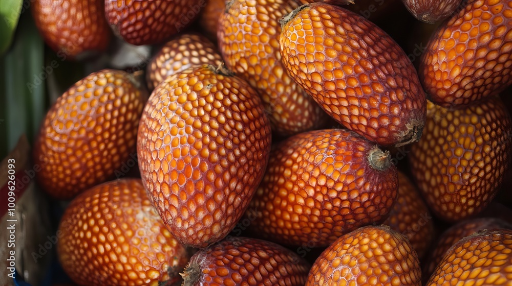 Salak, known as Snake fruit, is a Southeast Asian palm tree native to Java and Sumatra. It is characterized by its scaly skin and sweet, aromatic flesh. Salak, a famous exotic fruit from Thailand Salak, known as Snake fruit, is a Southeast Asian palm tree native to Java and Sumatra. It is characterized by its scaly skin and sweet, aromatic flesh. Salak, a famous exotic fruit from Thailand