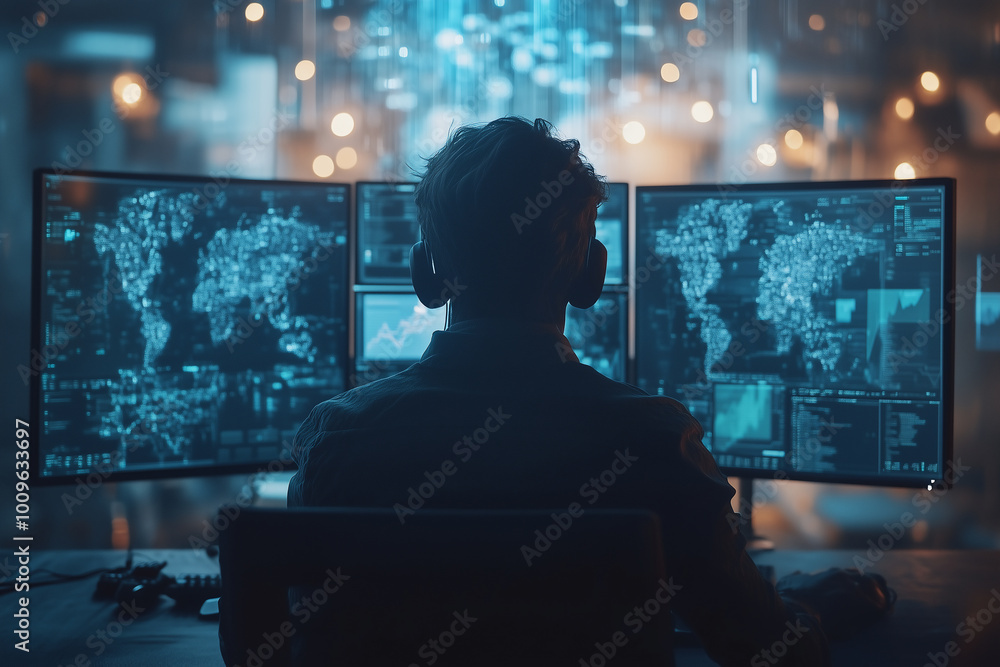 Data analyst working at the screen Data analyst working at the screen