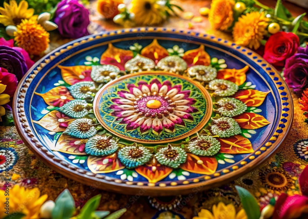 Beautiful Hostia on a Decorative Plate with Elegant Floral Design for Religious Celebrations and Events Beautiful Hostia on a Decorative Plate with Elegant Floral Design for Religious Celebrations and Events
