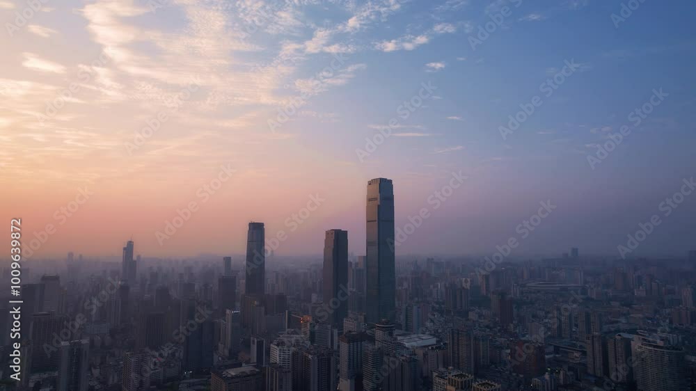 City Landmark Aerial Photography Hunan Changsha IFS sunrise reflecting business big City Landmark Aerial Photography Hunan Changsha IFS sunrise reflecting business big