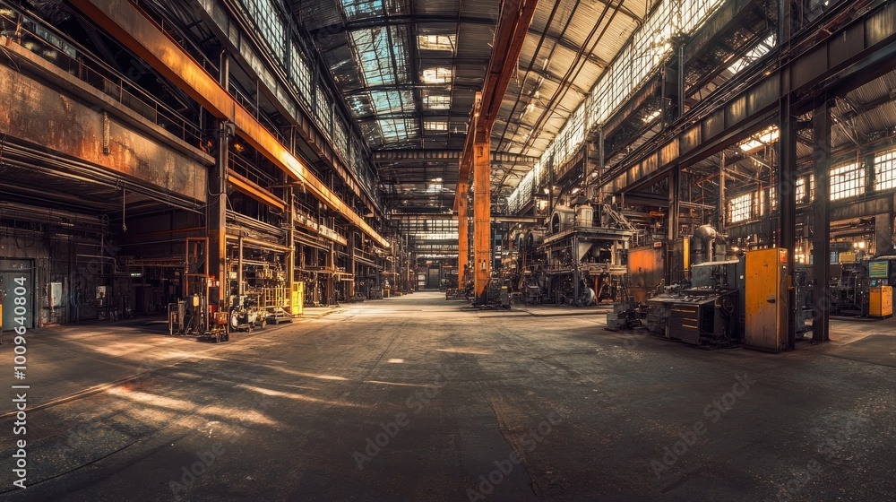 Abandoned Industrial Building Interior With Sunbeams Abandoned Industrial Building Interior With Sunbeams