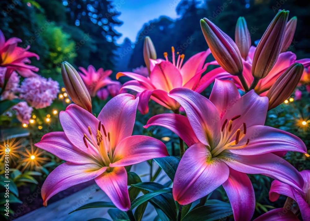 Beautiful Pink Lily Blooms in a Serene Garden Setting Captured in High-Quality Close-Up Shots Beautiful Pink Lily Blooms in a Serene Garden Setting Captured in High-Quality Close-Up Shots
