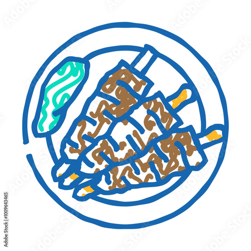 adana kebab turkish cuisine doodle icon sketch vector. adana kebab turkish cuisine sign. isolated symbol illustration