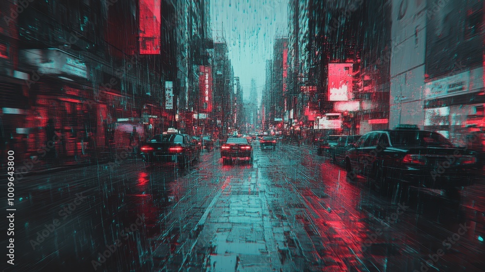 Glitch Art in Urban Landscape with Pixel Noise Glitch Art in Urban Landscape with Pixel Noise