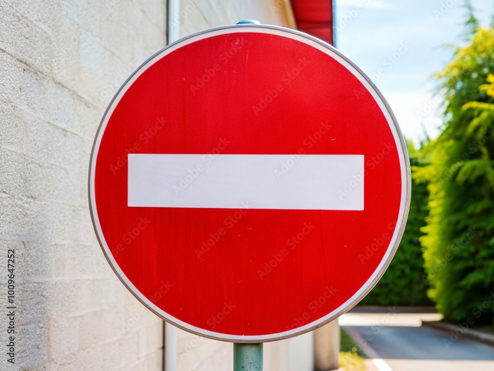 Bold Red No Entry Sign on a White Background for Traffic Control and Safety Regulations Bold Red No Entry Sign on a White Background for Traffic Control and Safety Regulations