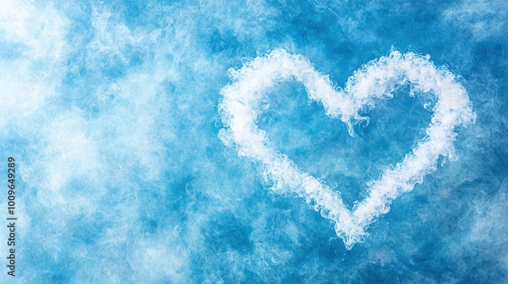 Heart-shaped cloud in blue sky, surrounded by white clouds Heart-shaped cloud in blue sky, surrounded by white clouds