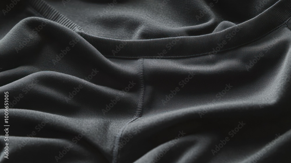 Fototapeta premium Close-up of black fabric with detailed texture view.