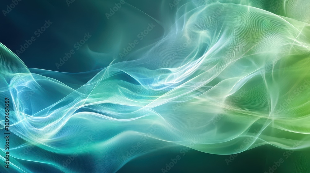 Serene Wavy Fluid Patterns in Green and Blue Hues Serene Wavy Fluid Patterns in Green and Blue Hues