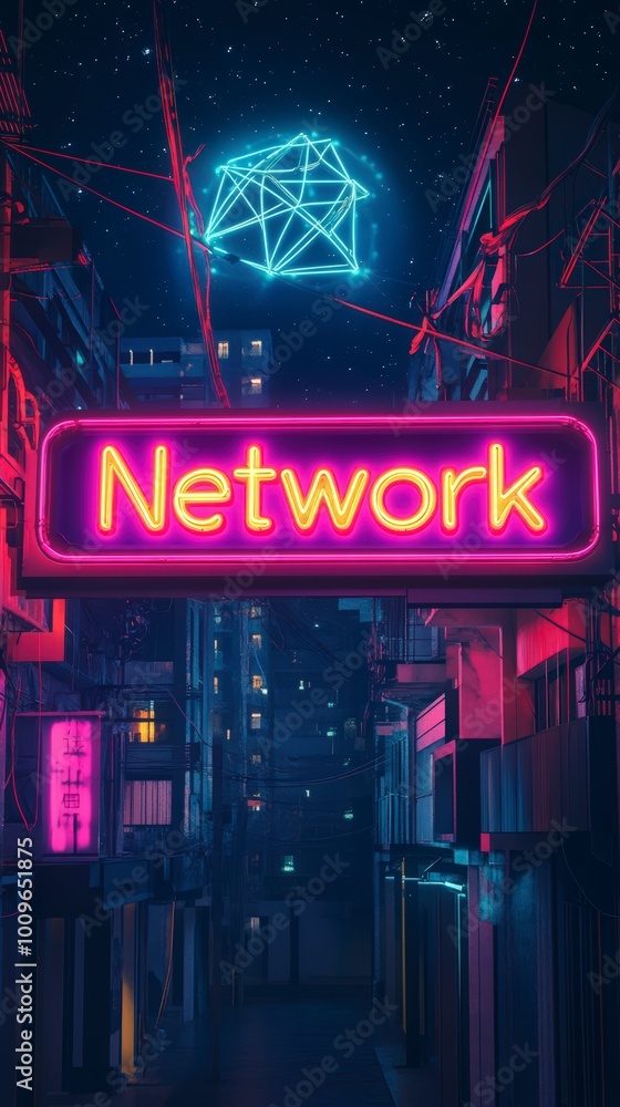 glowing network symbol in an otherworldly setting glowing network symbol in an otherworldly setting