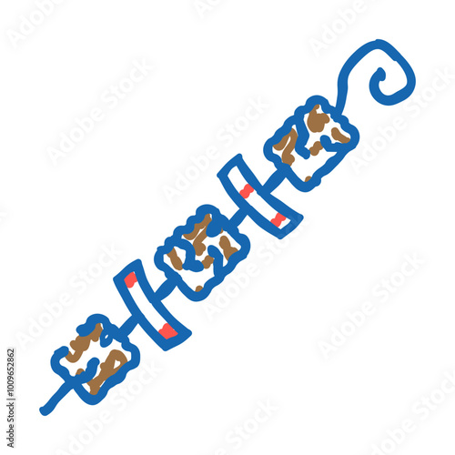 kebab skewer turkish cuisine doodle icon sketch vector. kebab skewer turkish cuisine sign. isolated symbol illustration