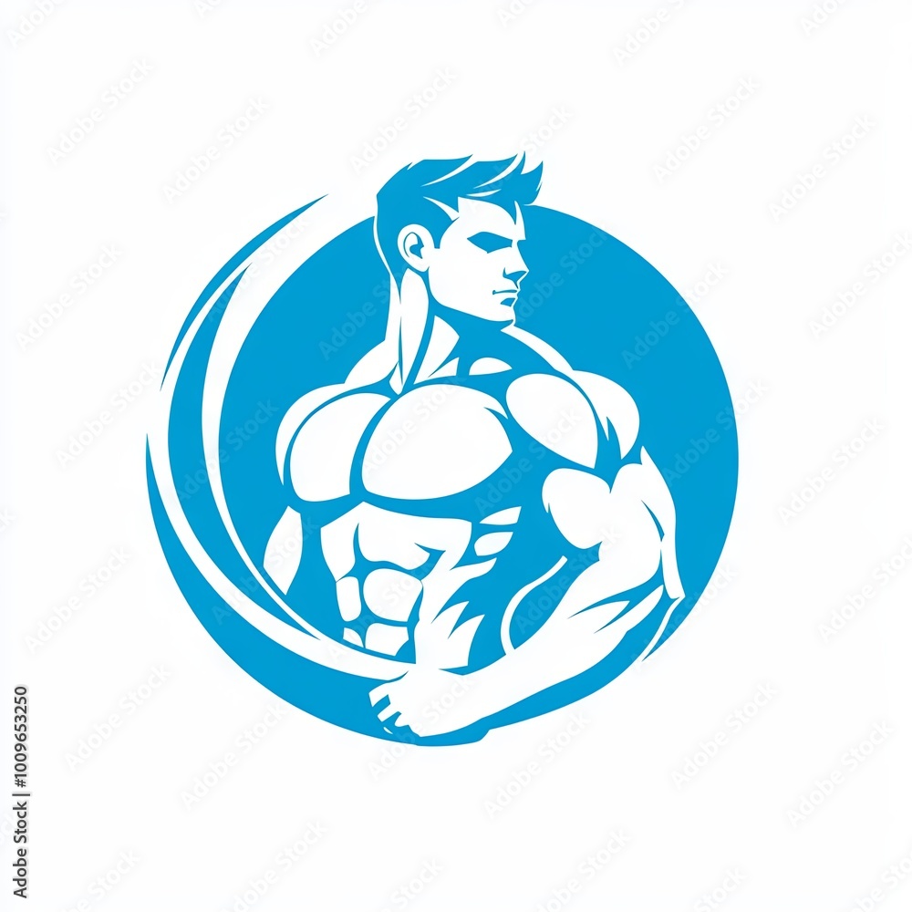 Fitness gym logo with a strong man Fitness gym logo with a strong man