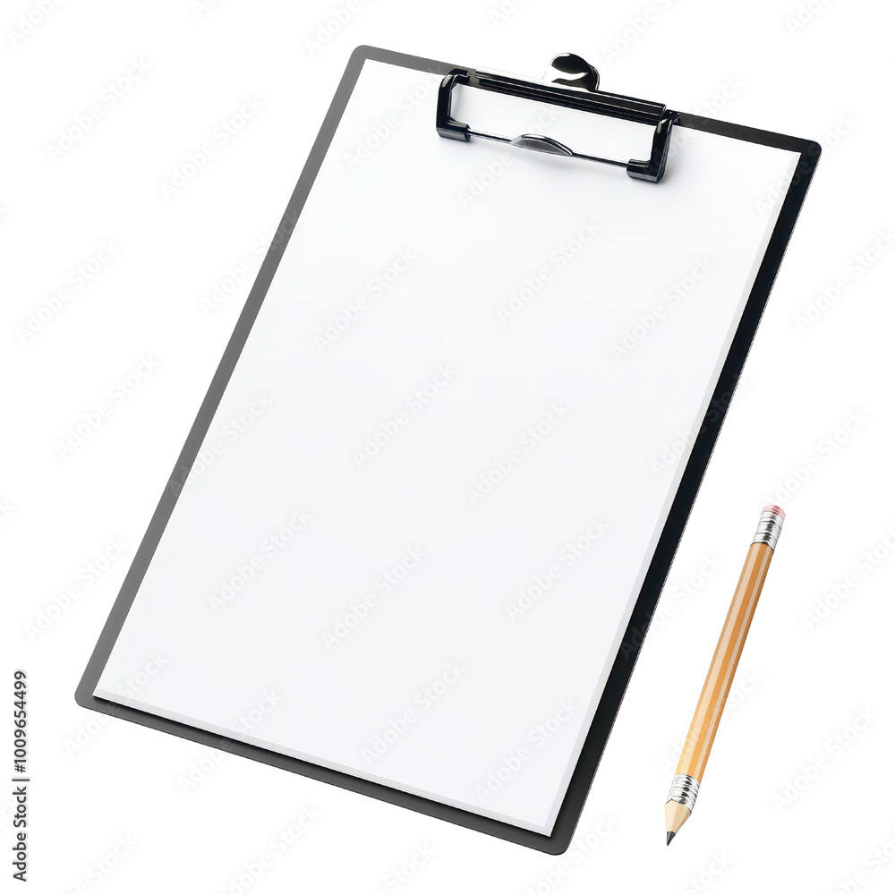Blank clipboard with a pencil, ideal for notes and planning on a white isolated background. transparent background. Blank clipboard with a pencil, ideal for notes and planning on a white isolated background. transparent background.