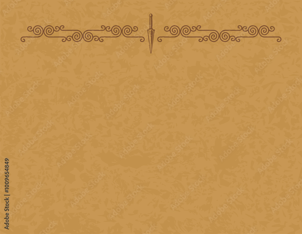 Celtic Parchment Background - Curved Lines Border - Dagger Celtic Parchment Background - Curved Lines Border - Dagger