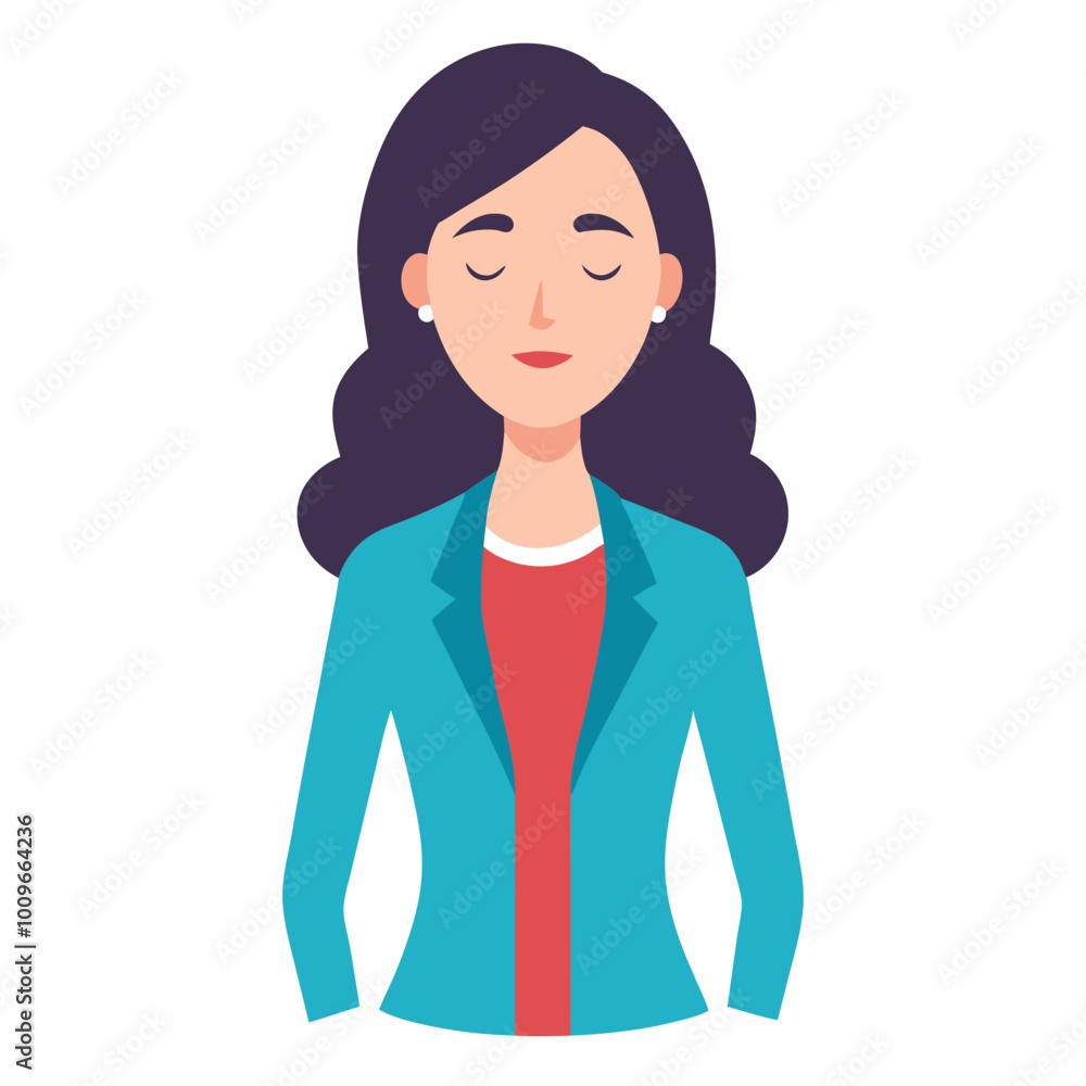 Eye Catching Vector Illustration of a Professional Woman Standing Firm with Both Hands





