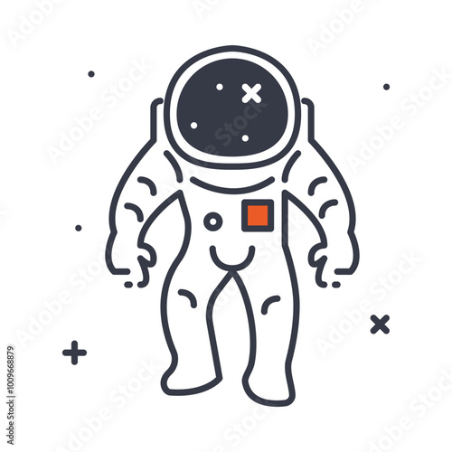 Astronaut in outer space. Minimalistic line icon