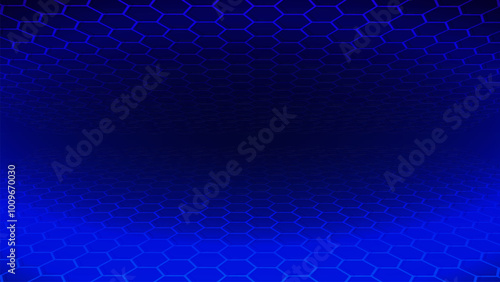 Hexagonal virtual reality background. Cyberspace grid pattern.