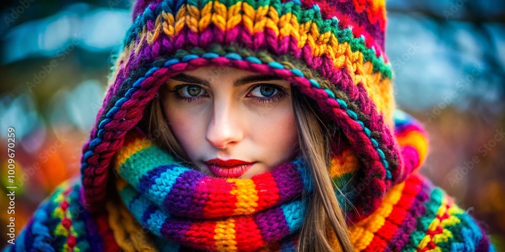 Cozy knitted capucha in soft wool, perfect for chilly days and stylish winter fashion accessories Cozy knitted capucha in soft wool, perfect for chilly days and stylish winter fashion accessories