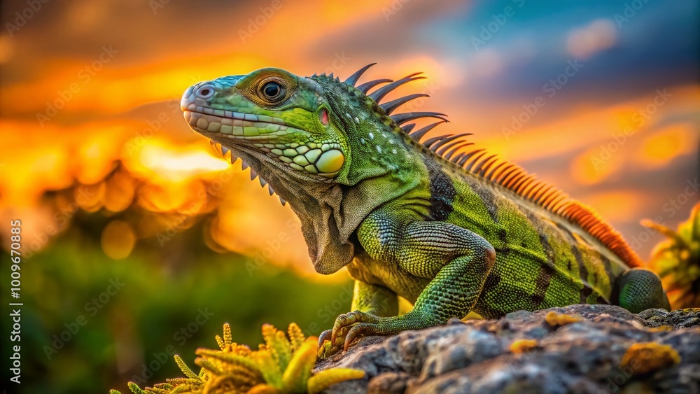 Obraz premium Cuban Rock Iguana in Natural Habitat Highlighting Conservation Status and Environmental Challenges