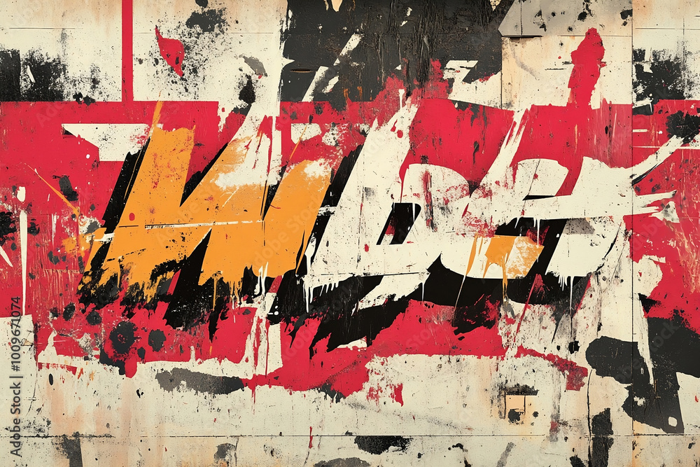 Fototapeta premium Distressed fonts and random layout in grunge-style typography