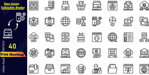 Website icon set. Containing web design, internet, content, SEO, hosting icon .