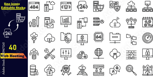 Website icon set. Containing web design, internet, content, SEO, hosting icon .