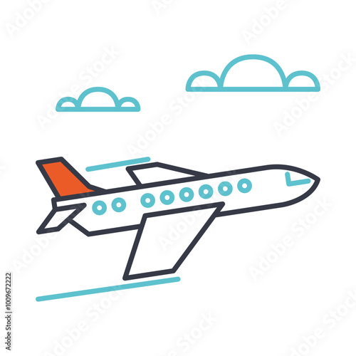 Passenger plane. Minimalistic linear icon