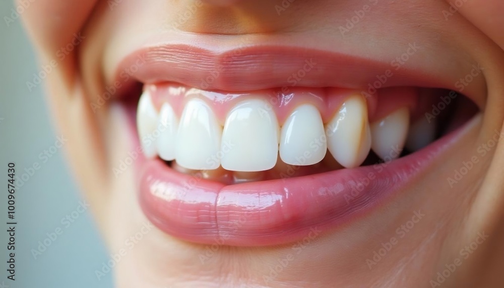 upper row of spotless white teeth and gums, closeup blur background, Human teeth, Beautiful smile, healthy teeth, Realistic vector illustration, created with generative ai upper row of spotless white teeth and gums, closeup blur background, Human teeth, Beautiful smile, healthy teeth, Realistic vector illustration, created with generative ai