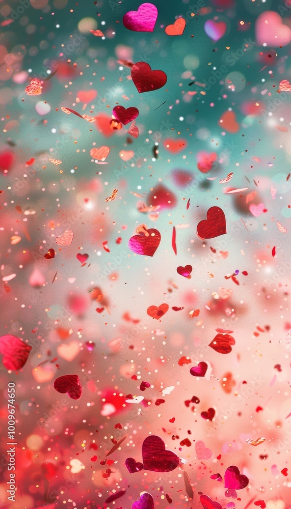 Festive Valentine's Day Celebration Background with Vibrant Heart Confetti and Soft Glowing Sparkles Festive Valentine's Day Celebration Background with Vibrant Heart Confetti and Soft Glowing Sparkles