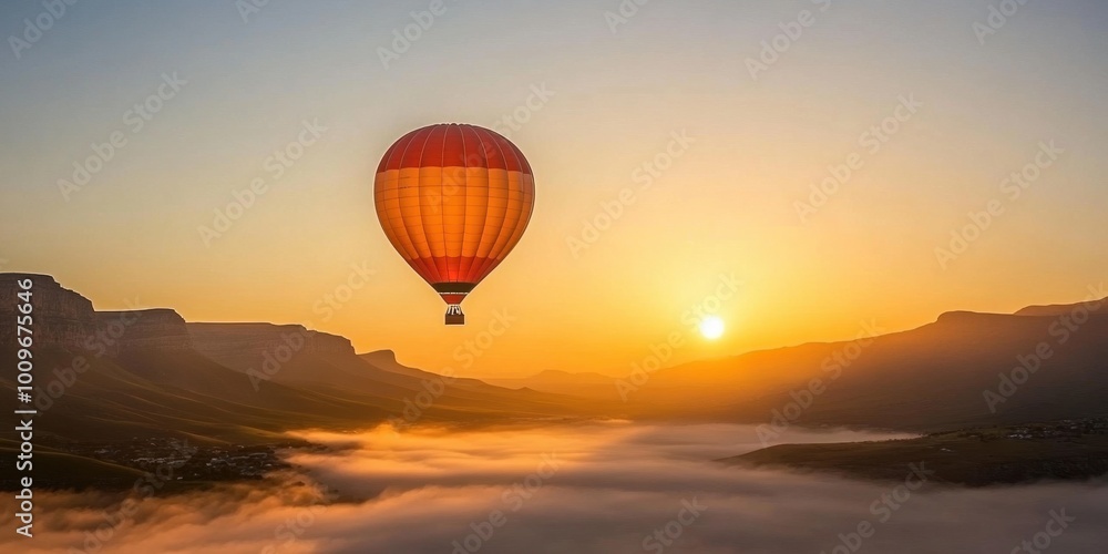 a hot air balloon flying over a mountain a hot air balloon flying over a mountain