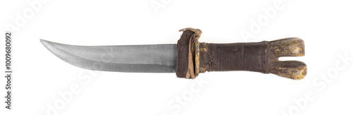 Fotografía sword with bone hilt isolated on white background