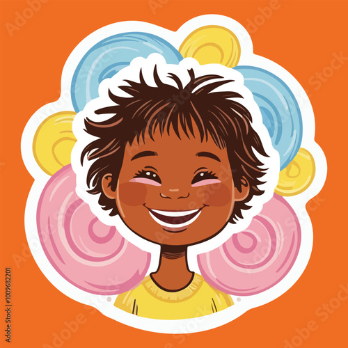 girl with a smile sticker vector design