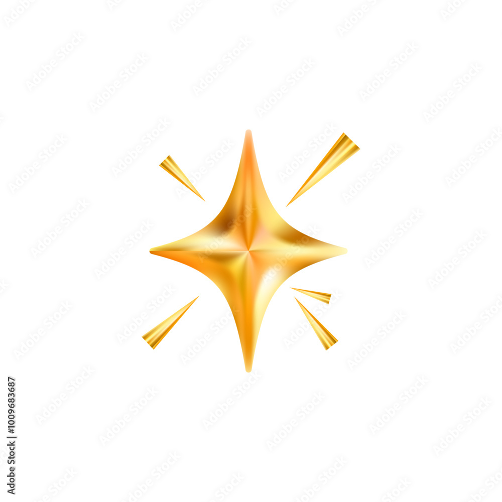 Gold star emoji icon. Glittering sparkle magic element. Gold star emoji icon. Glittering sparkle magic element.