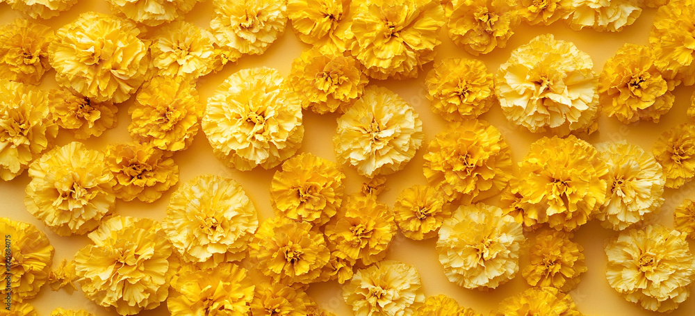 Marigolds on a yellow background.Day of the dead, Mexican holiday celebration. Hindu Puja. Festival Vishu, Ugadi or Gudi Padwa. Traditional Indian Vertical background with copy space Marigolds on a yellow background.Day of the dead, Mexican holiday celebration. Hindu Puja. Festival Vishu, Ugadi or Gudi Padwa. Traditional Indian Vertical background with copy space