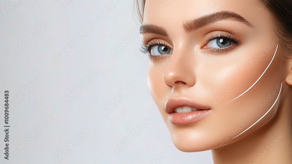 Fototapeta premium Skin Rejuvenation Concept with Lifting Lines