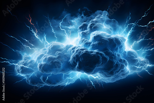 illustration of a blue cloud with lightning bolts
