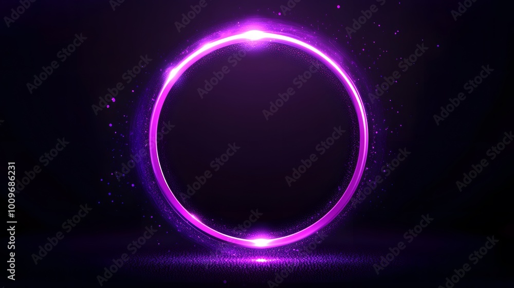 Abstract purple glowing ring circle on a black background, vector illustration Abstract purple glowing ring circle on a black background, vector illustration