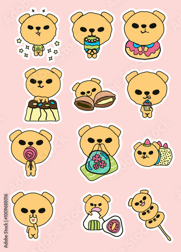 Set of cute bear stickers
