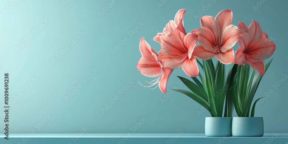 Obraz premium Stunning Amaryllis Floral Arrangement in Modern Vases for Elegant Home Décor