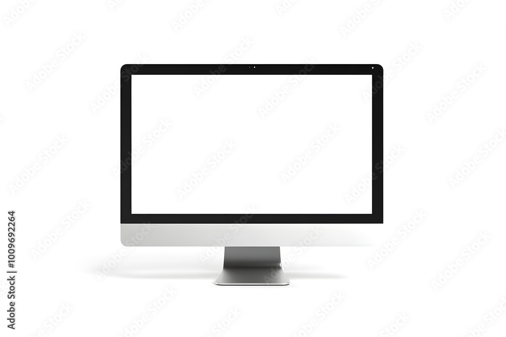 Modern Computer Monitor Mockup with Blank White Screen Isolated on White Background, Minimalistic Desktop Display for Web Design, App Development, and Technology Presentations Modern Computer Monitor Mockup with Blank White Screen Isolated on White Background, Minimalistic Desktop Display for Web Design, App Development, and Technology Presentations
