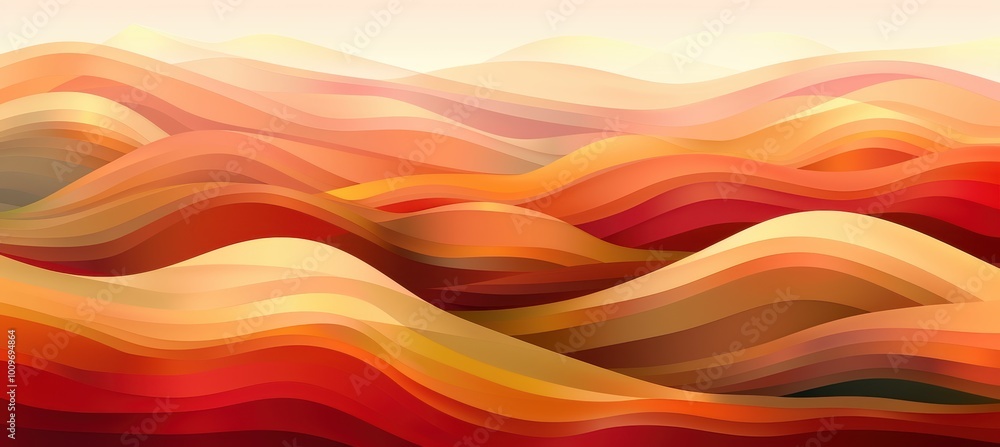Autumn Abstract Landscape with Layered Hills in Warm Red, Orange, and Yellow Hues Autumn Abstract Landscape with Layered Hills in Warm Red, Orange, and Yellow Hues