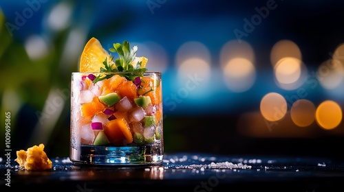 Colorful Peruvian ceviche, citruscured fish with bright, fresh flavors photo